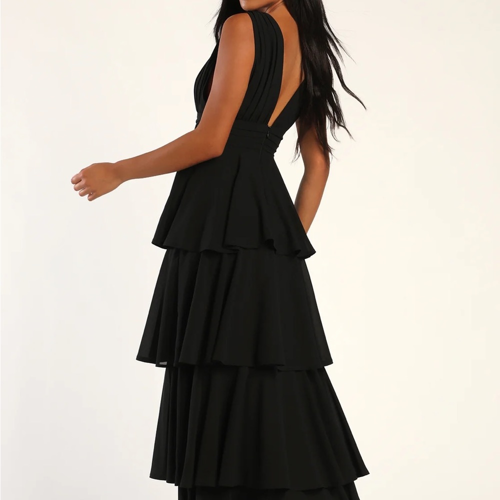 NWT LuLu’s Black Tiered Evening Dress XL - Picture 7 of 7